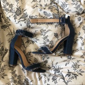 Denim 2 Strap Heeled Sandals